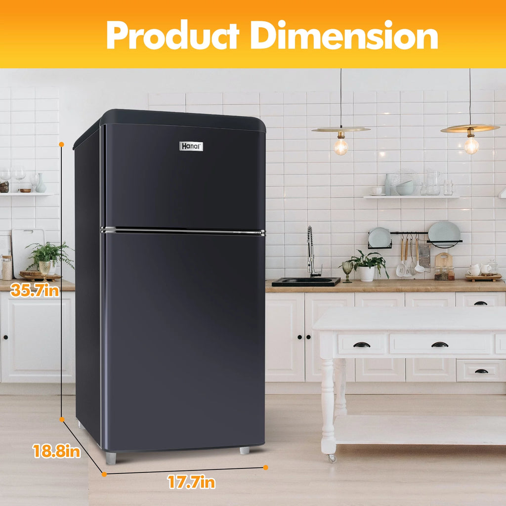 3.5 Cu Feet Two Door Mini Fridge with Freezer, Black Z13604