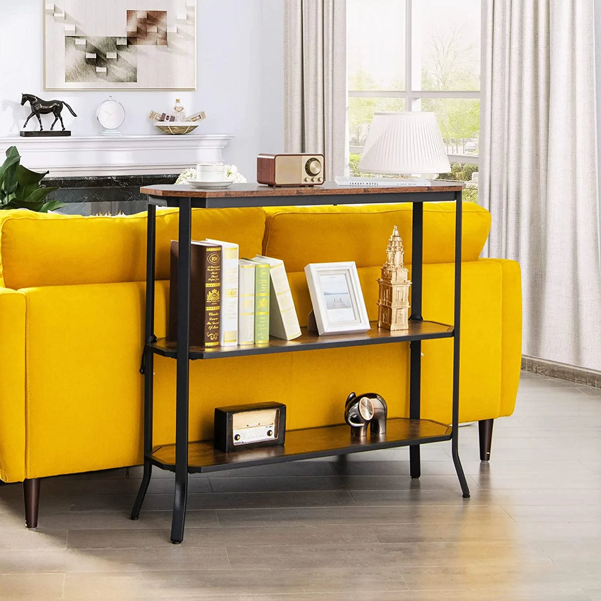 Industrial 3-Tier Narrow Console Table with Open Shelves Y6706
