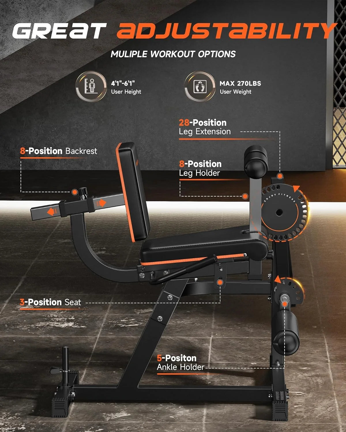 3-in-1 Adjustable Leg Extension and Curl Machine L735