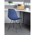 Navy Blue Armless Plastic Shell Dining Chair with Metal Legs Y21454