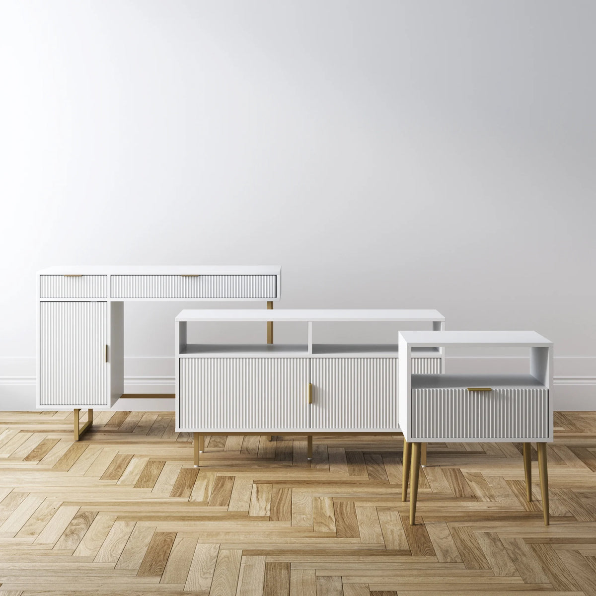 White Computer Desk with Drawers and Cabinet Storage G6361