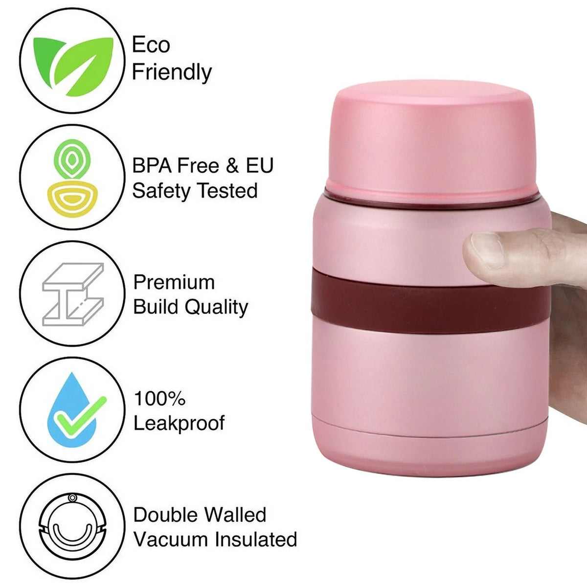 Stainless Steel Vacuum Insulated Food Flask with Spoon F67814