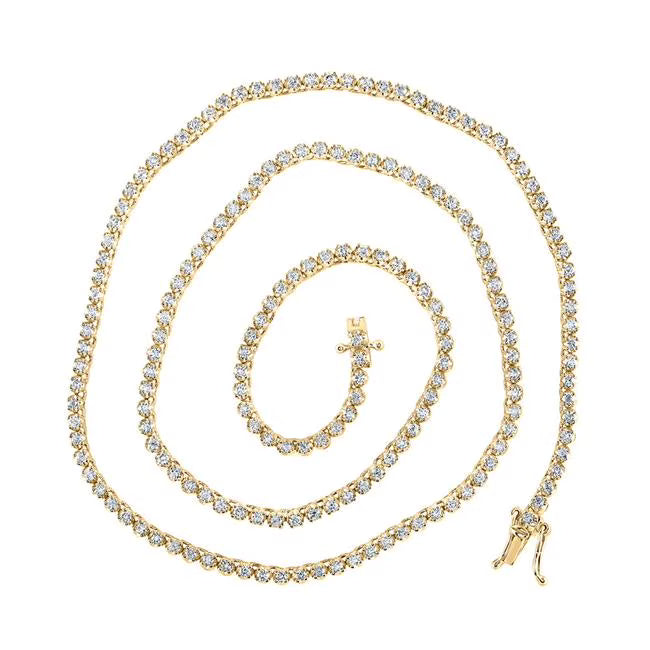 10K Yellow Gold Diamond Tennis Chain Necklace A2146