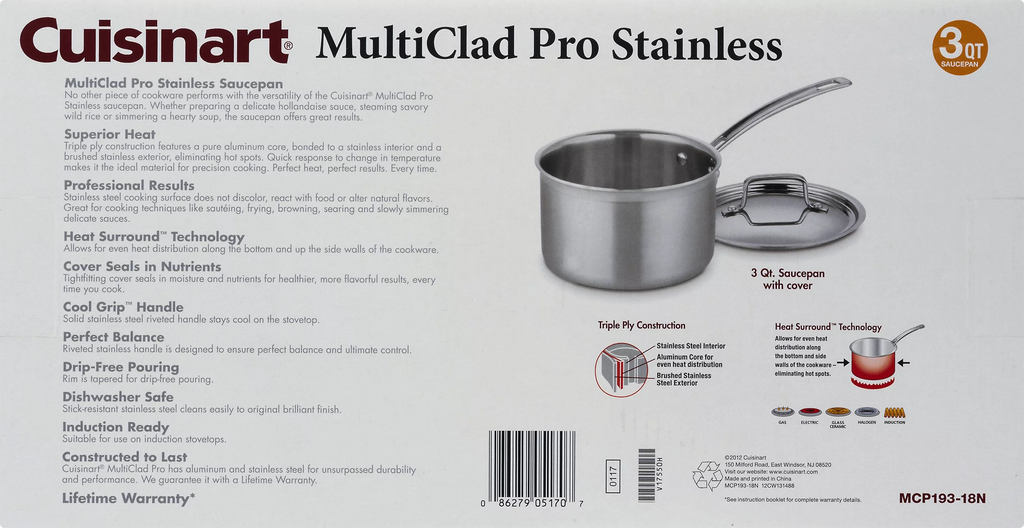 Triple Ply Stainless 3-Quart Saucepan L416