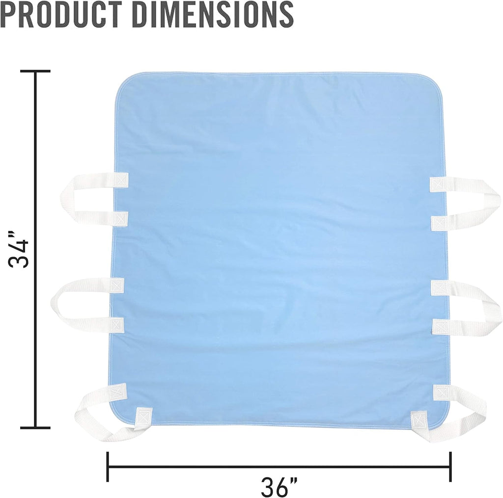 Waterproof Positioning Bed Pad with 6 Handles, 34” x 36” (2-Pack Blue) V71354
