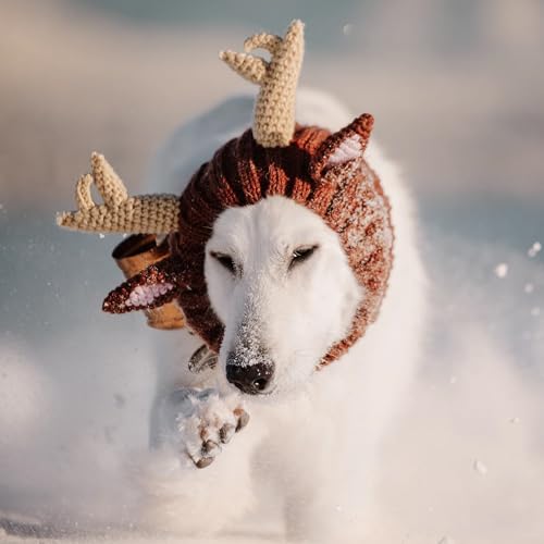 Knit Deer Antler Snood Wrap for Pets P65245
