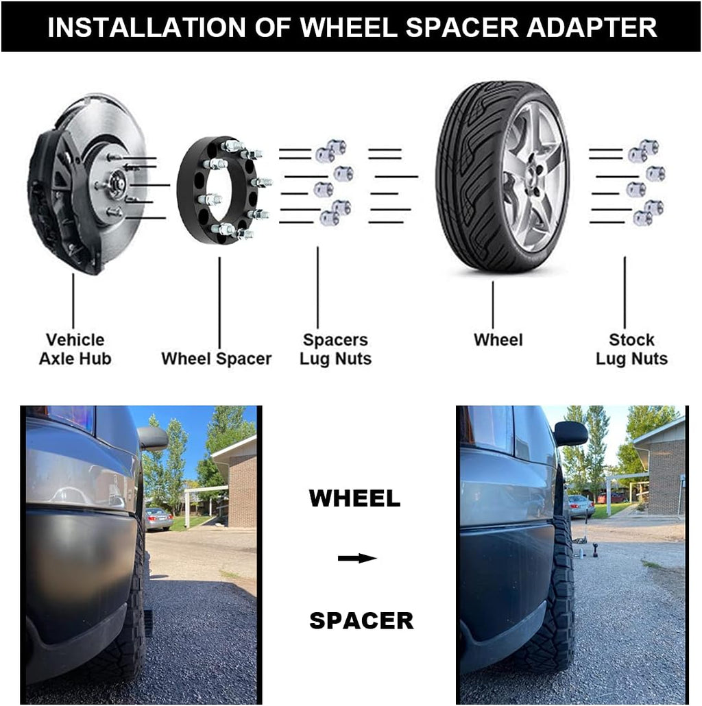 Black Forged 8x170 to 8x180 Wheel Adapters 1.5 Inch with 14x1.5 Studs Pack of 4 E362972
