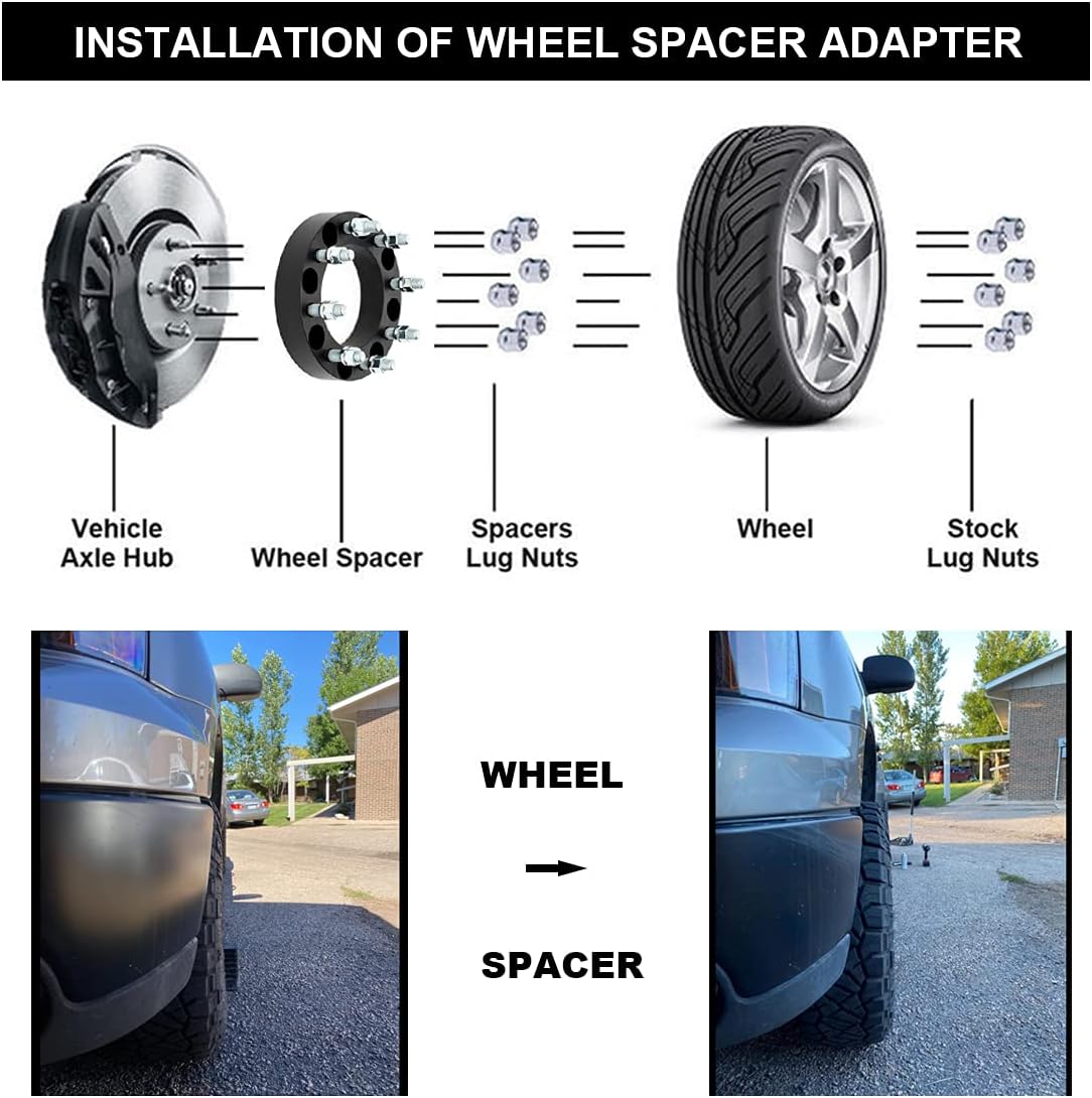 Black Forged 8x170 to 8x180 Wheel Adapters 1.5 Inch with 14x1.5 Studs Pack of 4 E362972