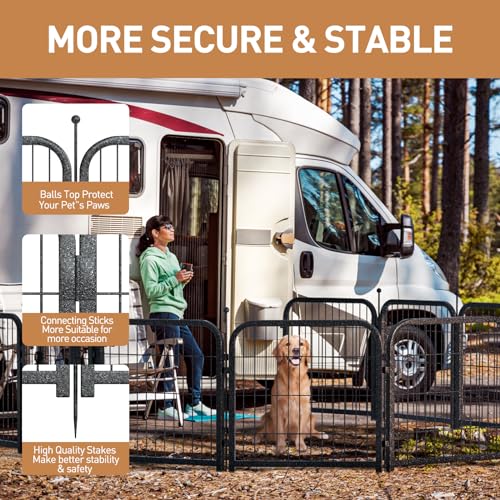 40 Inch 16 Panel Metal Dog Playpen Black-Silver I601695