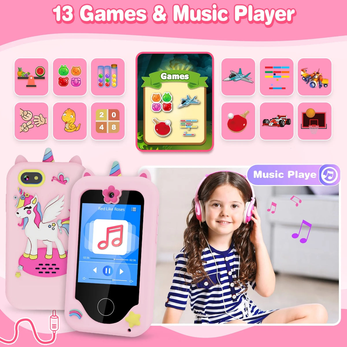 Kids Smart Phone Toy with MP3 Dual Camera 8G SD Card B784883