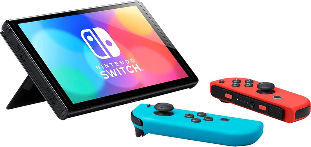 Switch OLED Model with Neon Blue and Red Joy-Con, Black Dock - 7" OLED Touchscreen, 64GB Internal Storage A1132