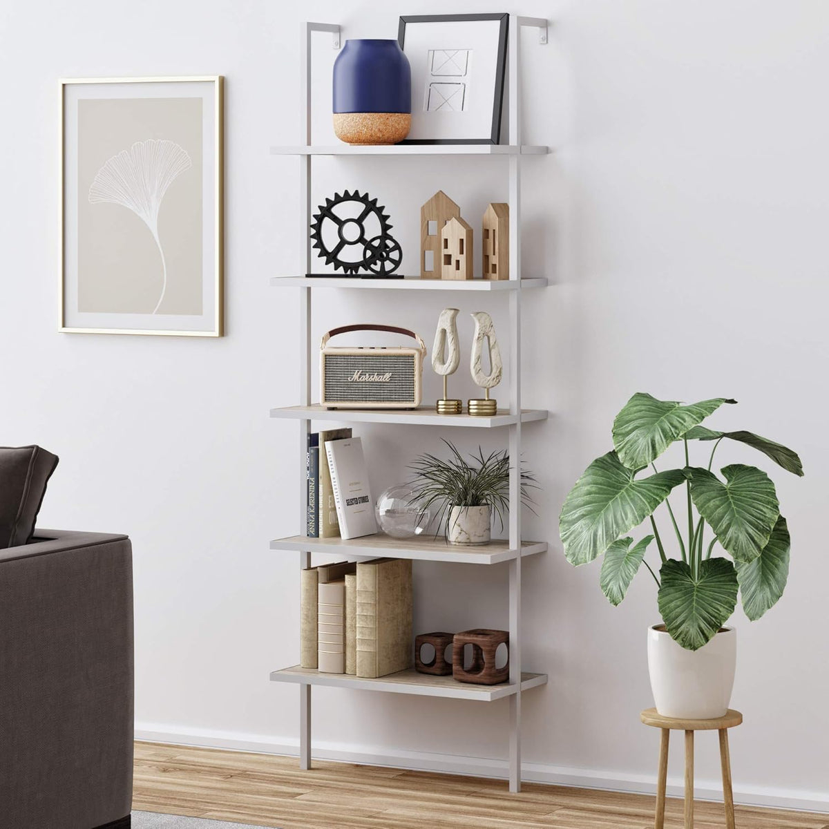 5-Shelf Oak Wood Modern Bookcase B999