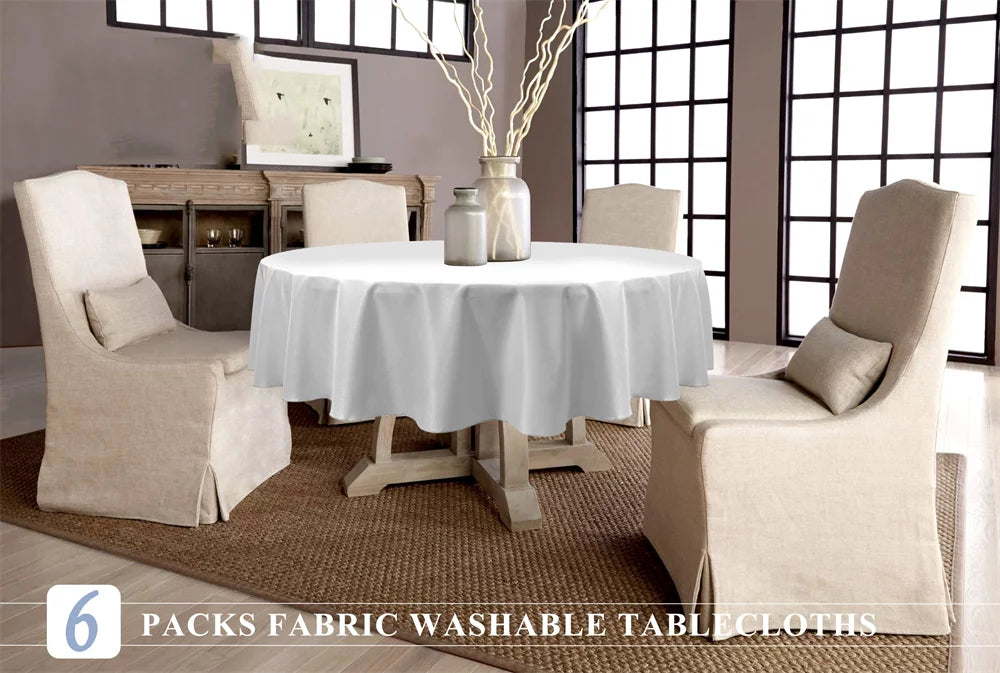 8 Pack White Polyester Round Tablecloth 60'' H361949