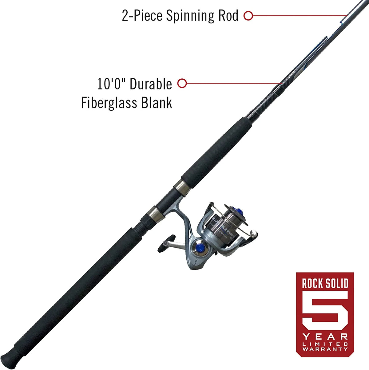 10-Foot 2-Piece Fiberglass Fishing Rod Combo with Size 60 Reel R612241