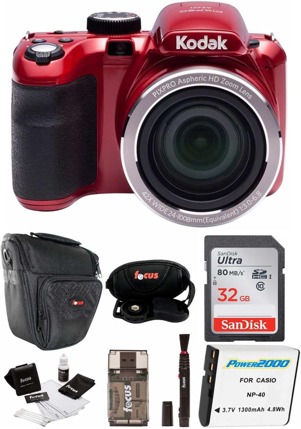 Red 16MP Digital Camera with 32GB SD Card Y804