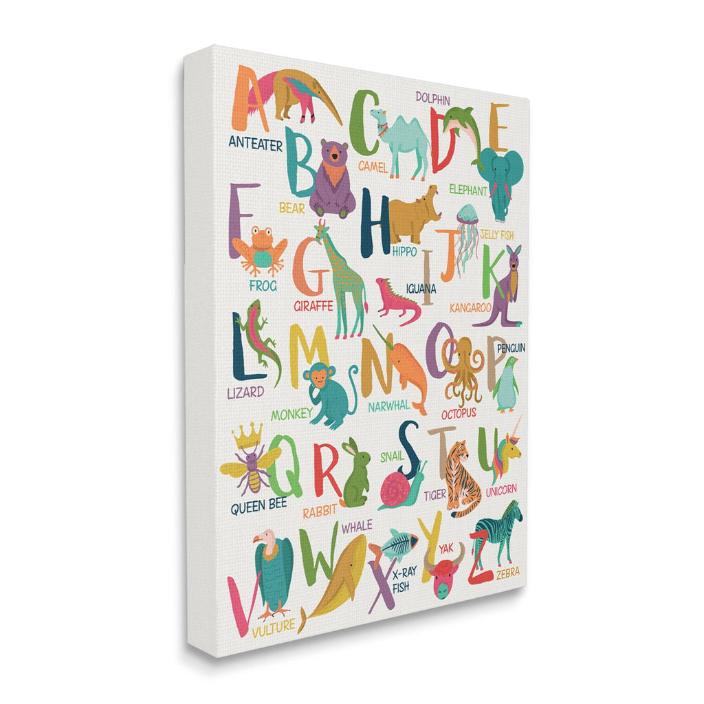Joyful Animal Alphabet Kid's Playful ABC Typography, 36 x 48 Z578