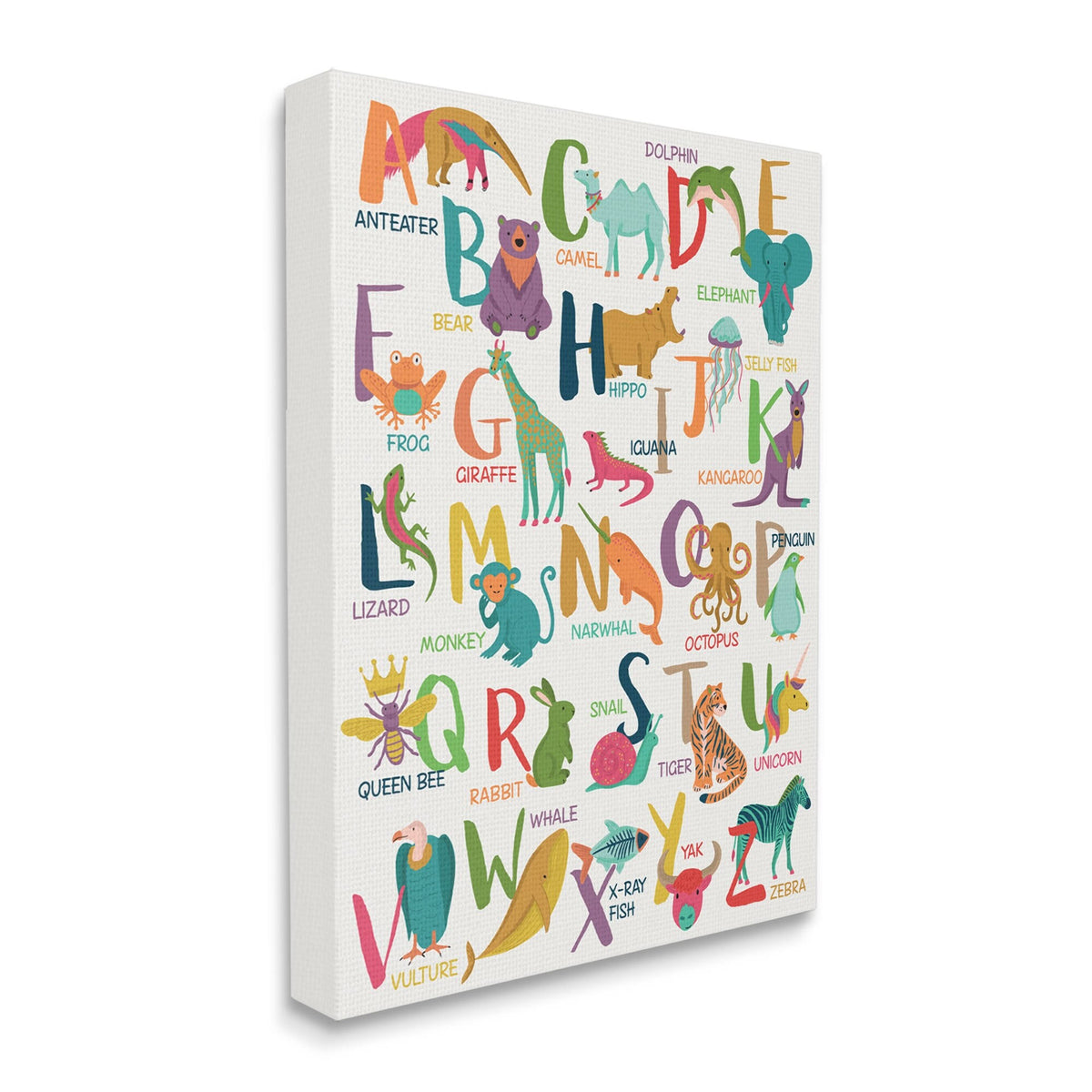 Joyful Animal Alphabet Kid's Playful ABC Typography, 36 x 48 Z578