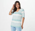 Variegated Striped Side Knot Top, Size 1X, Cabana Blue P64264