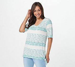Variegated Striped Side Knot Top, Size 1X, Cabana Blue P64264