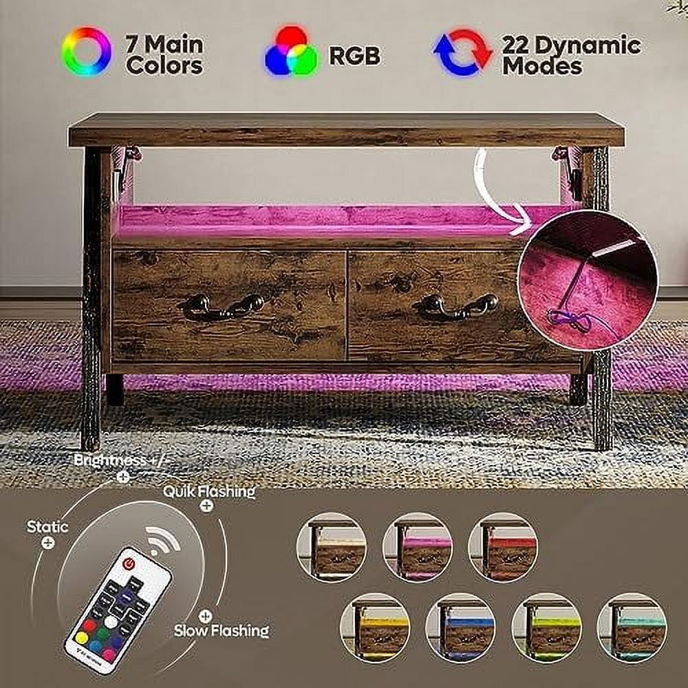 Lift Top Wood Coffee Table with Led Lights & Drawers S577660