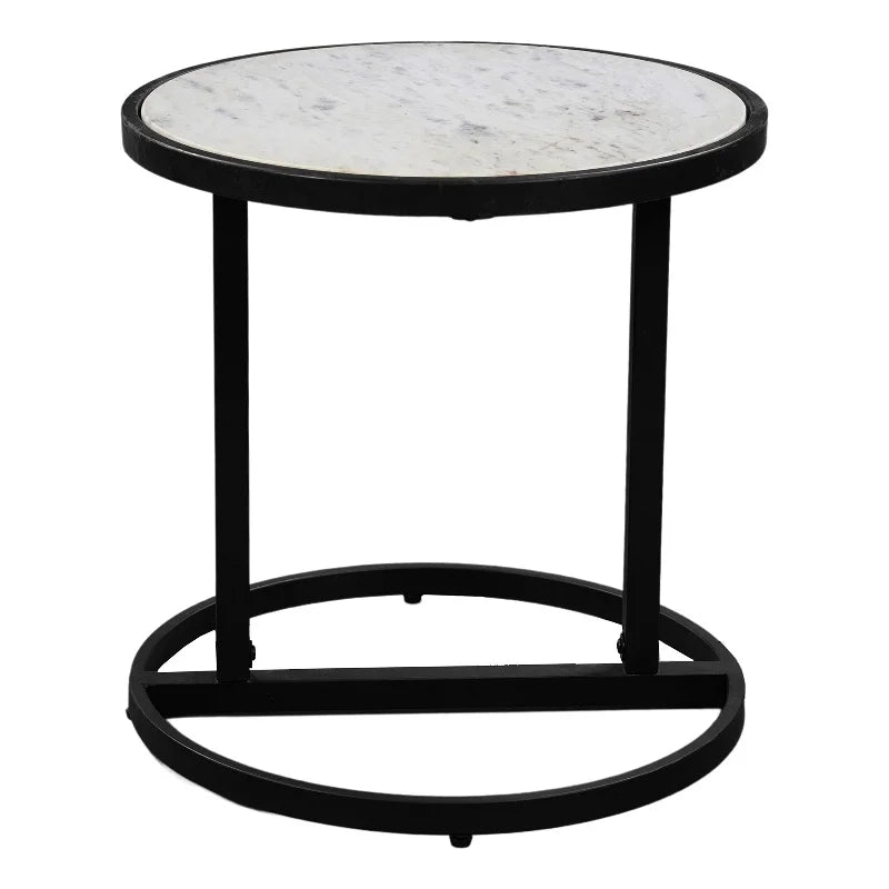 Round White Marble Top End Table A459286