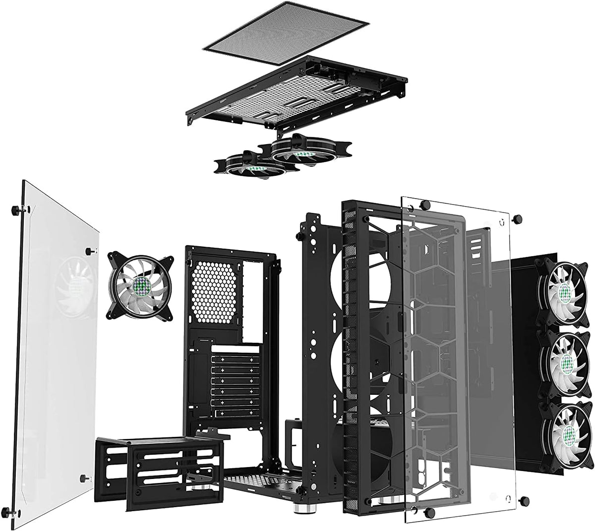 ATX Mid-Tower Case with USB3.0 Tempered Glass Panels (Black) P696392