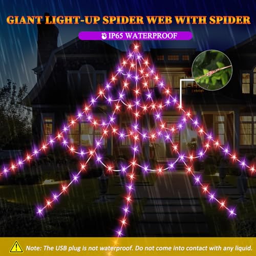 550 LED Lighted Spider Web 16.4Ft with 8 Lighting Modes X9564