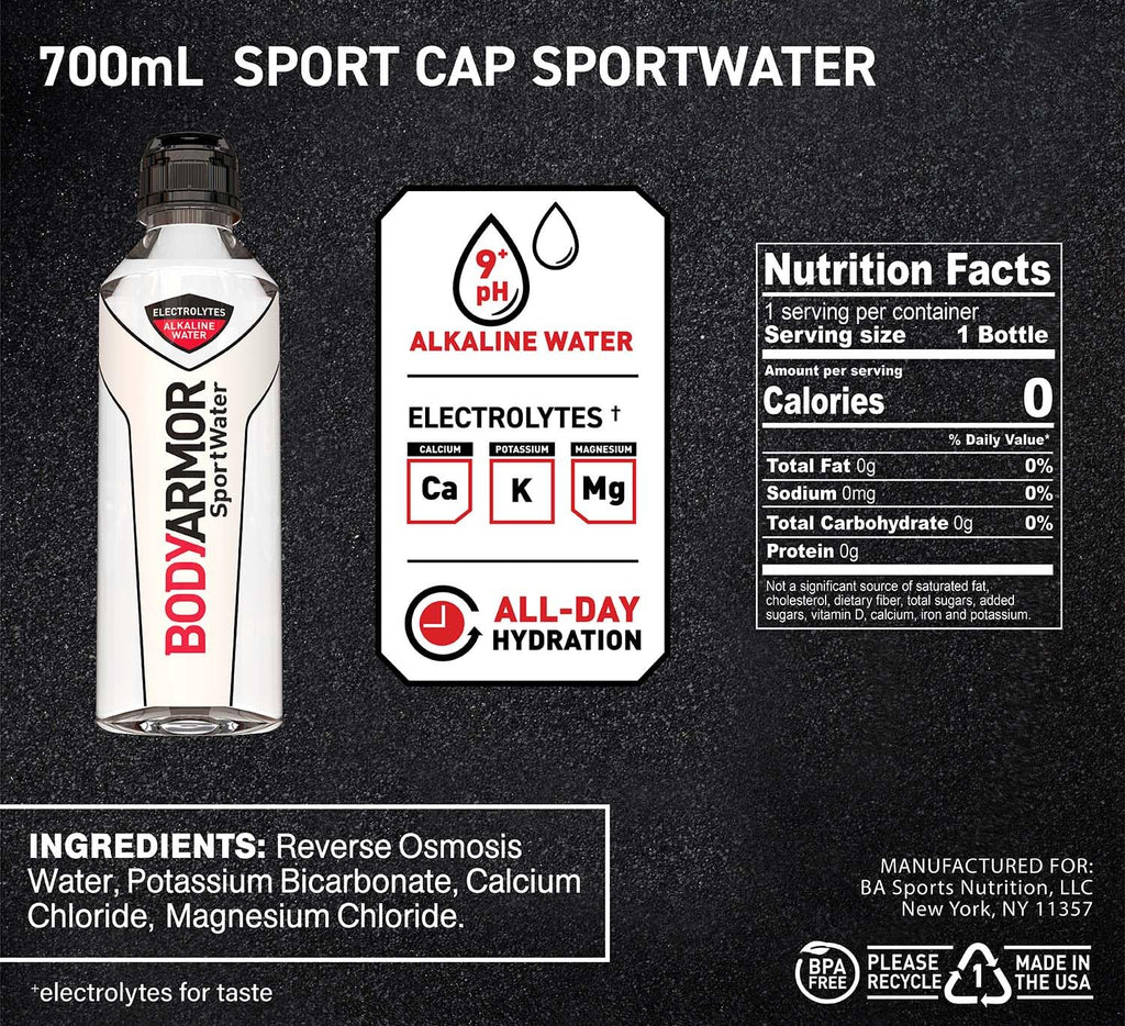 Alkaline Water Ph 9+ with Electrolytes, 700Ml Sport Cap, Pack of 24 G577797