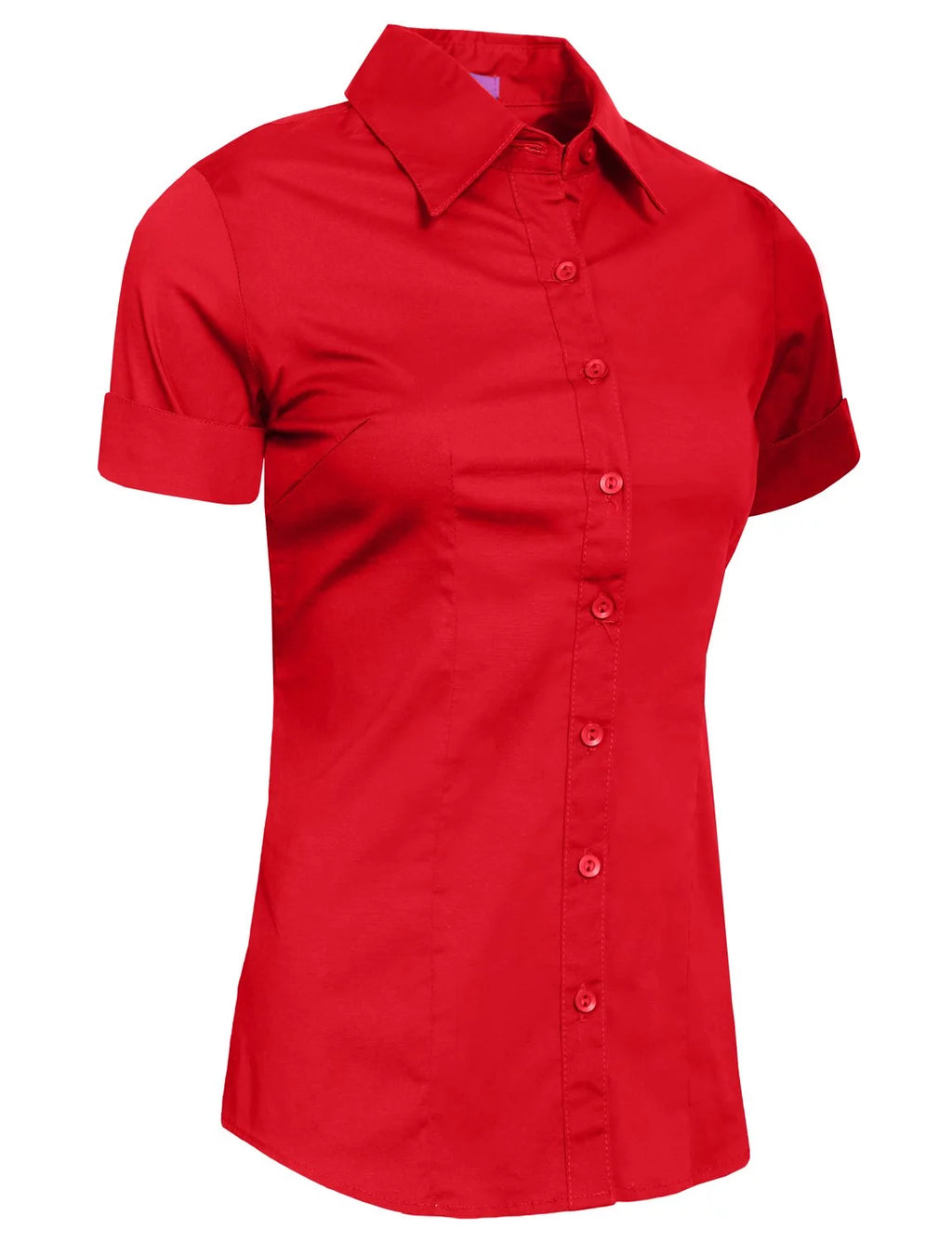 Red Button Down Short Sleeve Shirt R5510