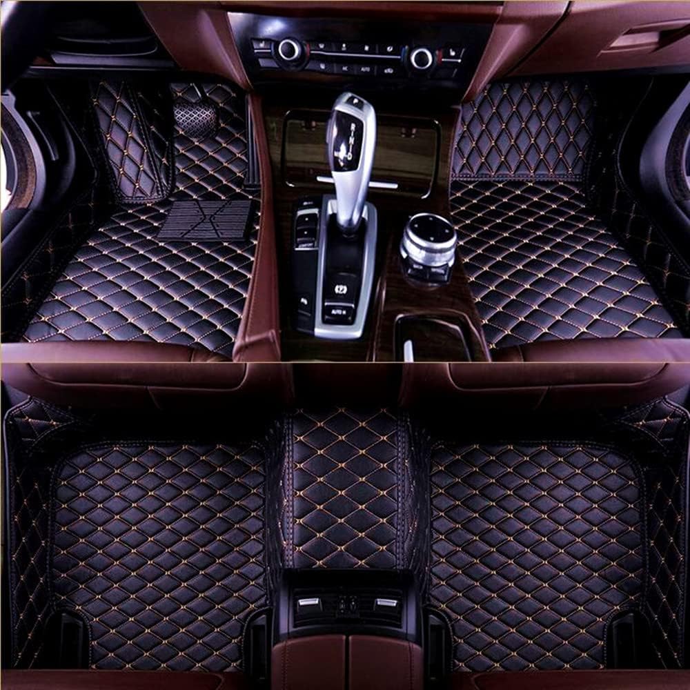 Custom Car Floor Mats Non-Slip Leather Floor Liners Black White Q519