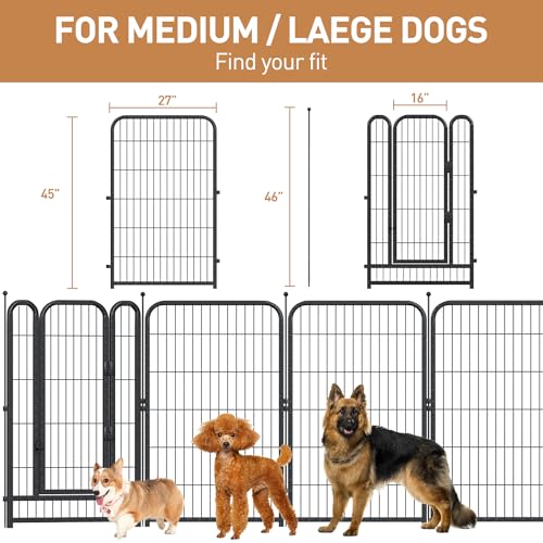40 Inch 16 Panel Metal Dog Playpen Black-Silver I601695