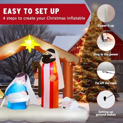 14FT Giant Christmas Inflatables Santa Claus with Wreath Built-in LED Lights M962948