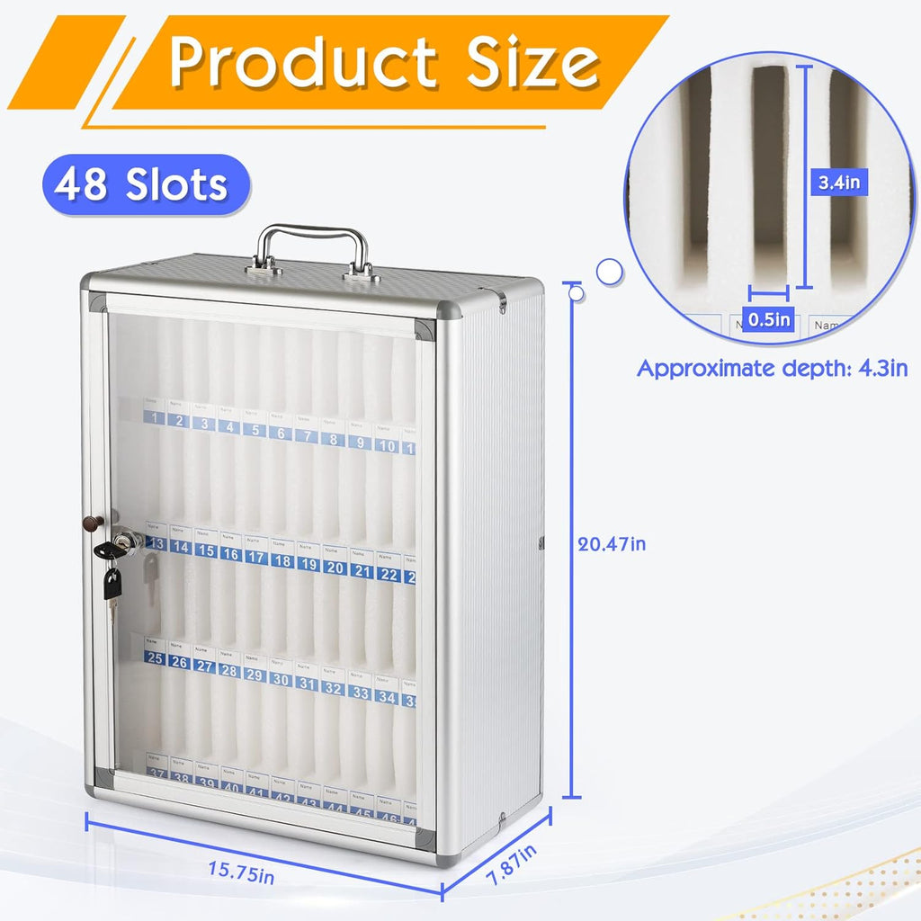 24 Slots Aluminum Alloy Pocket Chart Storage Cabinet P1719