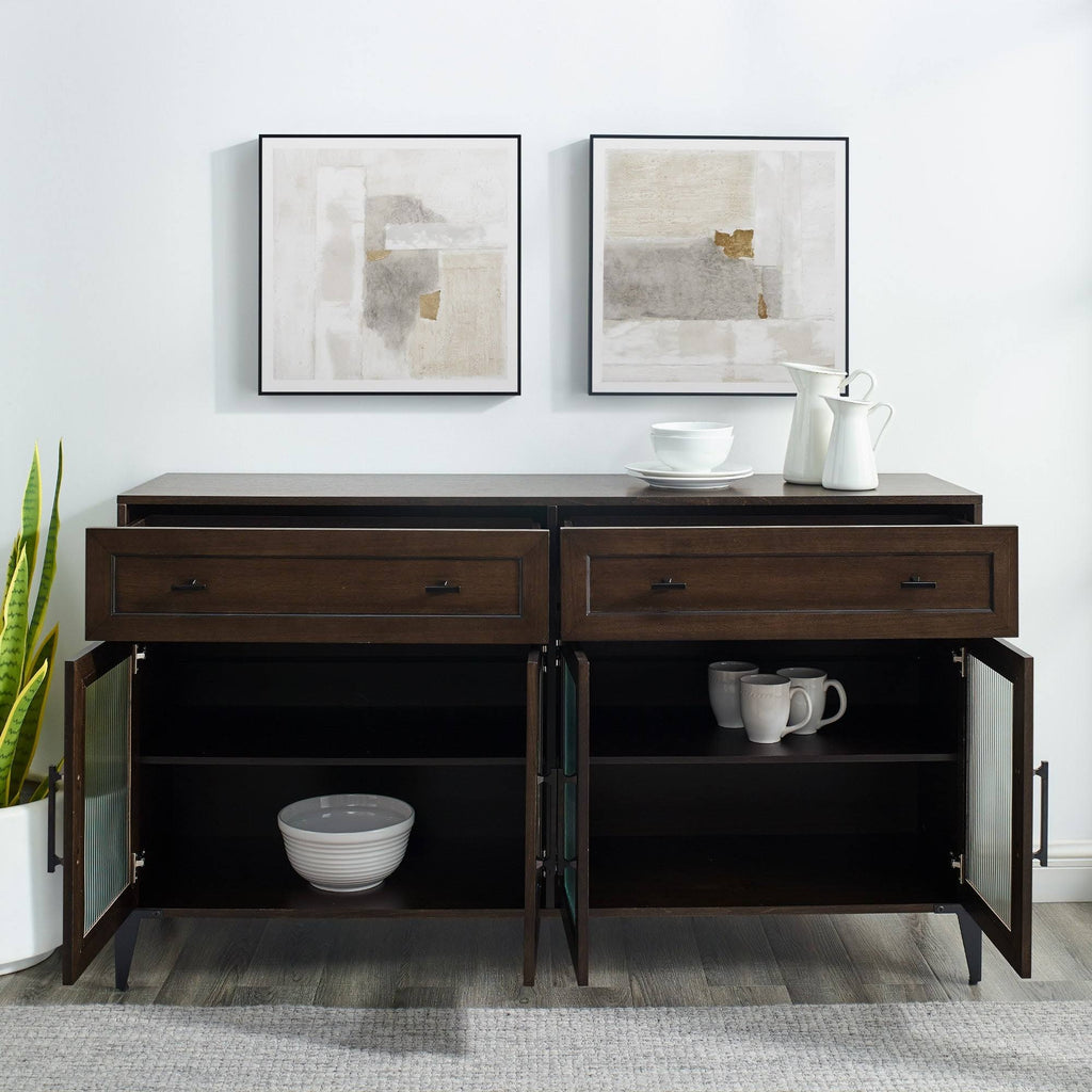 58-Inch 2-Drawer Fluted Glass Door Sideboard U879660