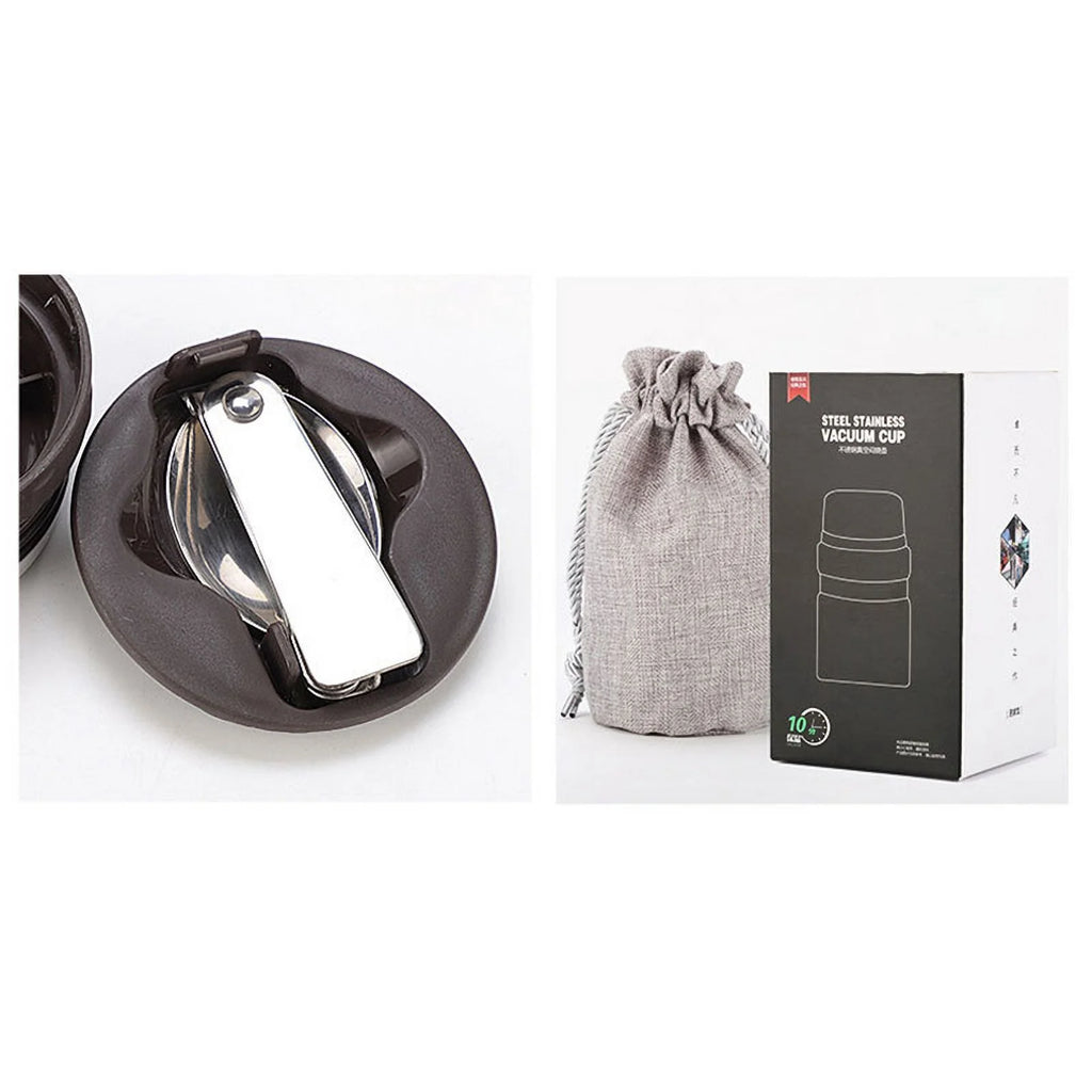 Stainless Steel Vacuum Insulated Food Flask with Spoon F67814