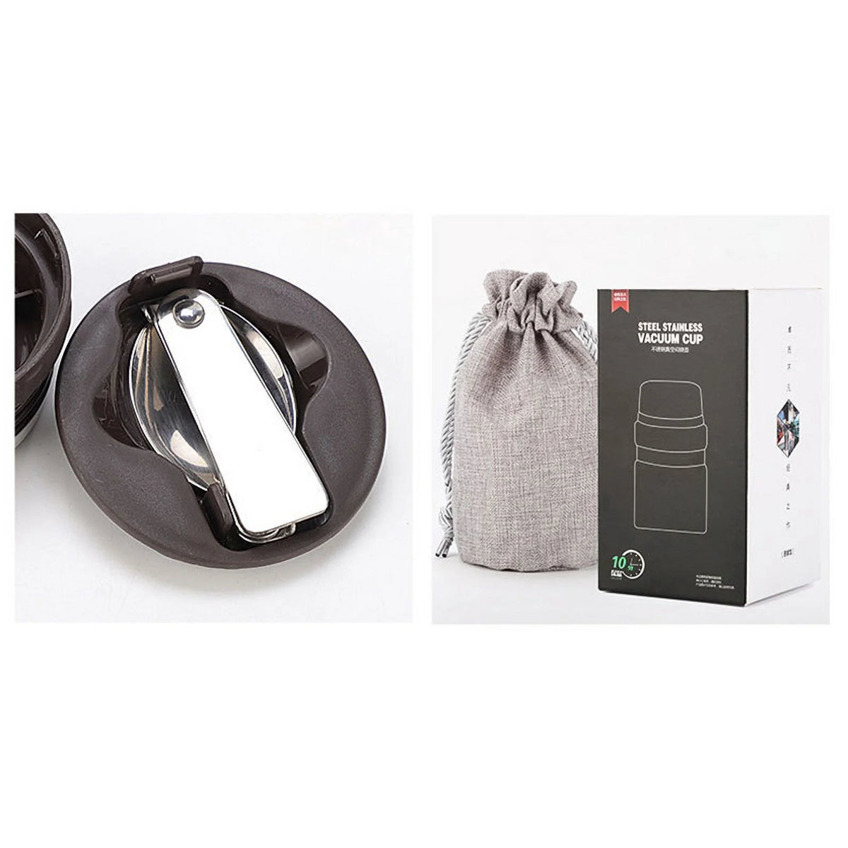 Stainless Steel Vacuum Insulated Food Flask with Spoon F67814