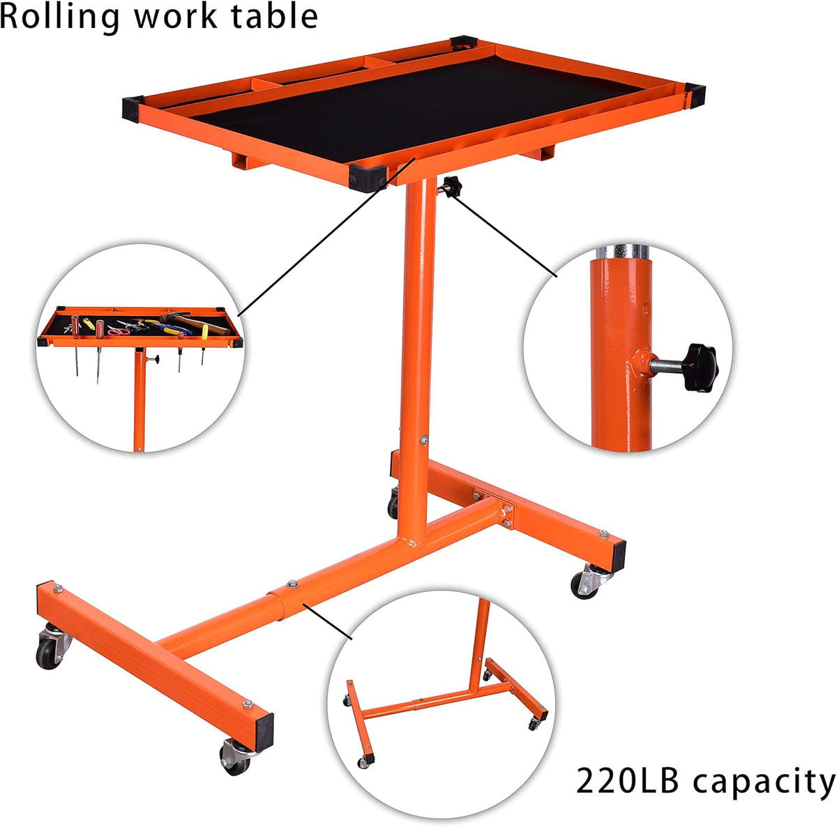 Orange Rolling Tool Tray With Drawer Work Table A790