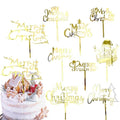 9 Pcs Gold Acrylic Christmas Cake Topper X22860