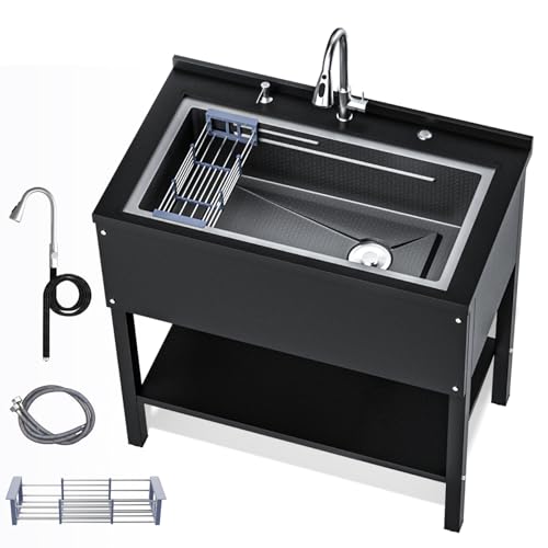 24" Stainless Steel Freestanding Utility Sink with Faucet G93931