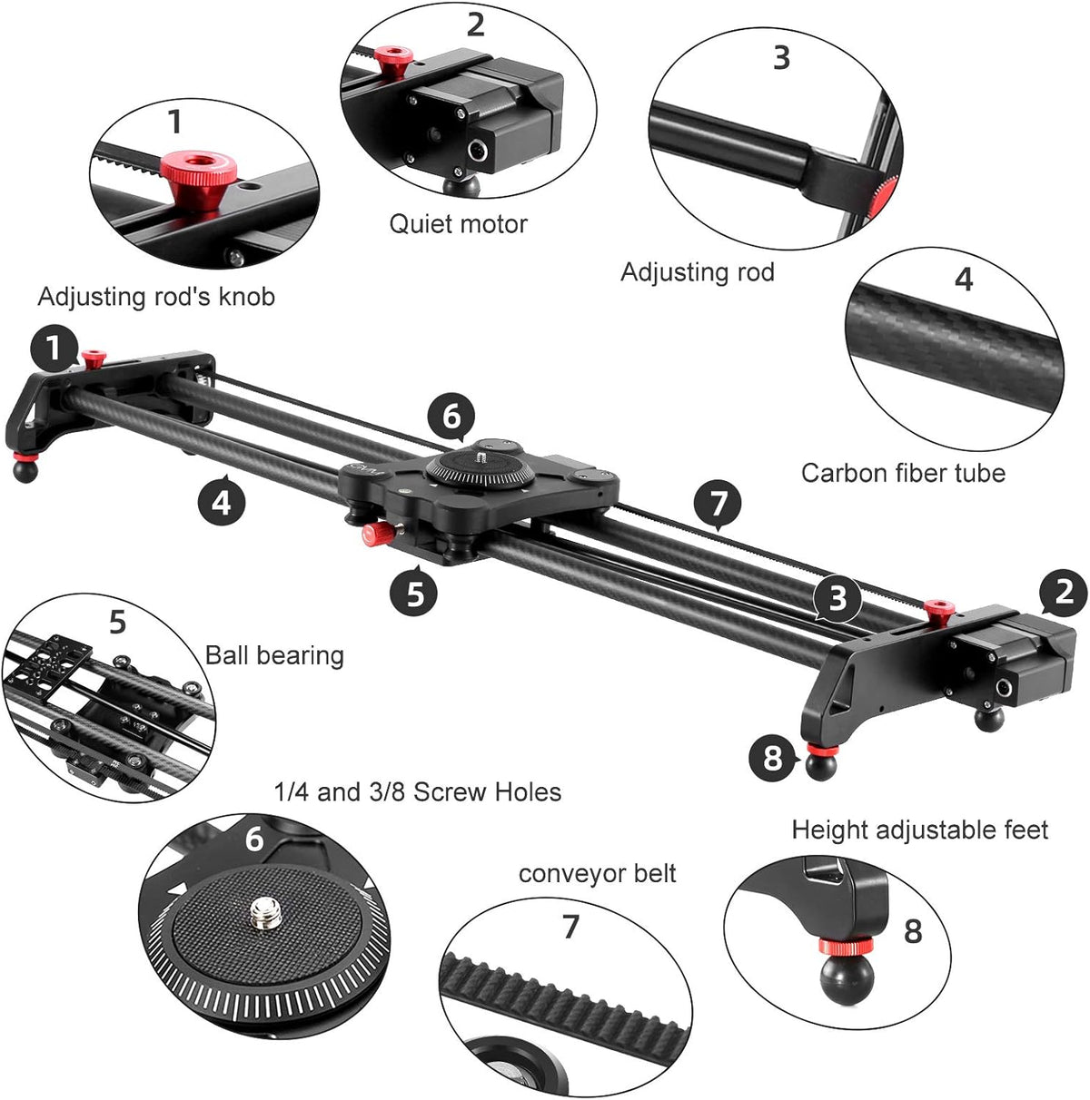 Motorized Camera Slider with Remote Controller V8054