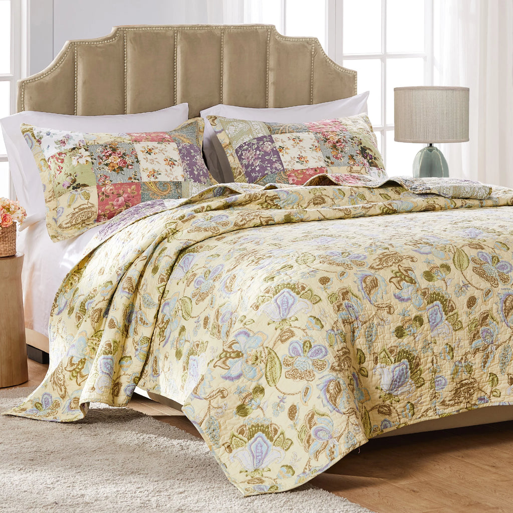 100% Cotton Patchwork Quilt and Pillow Sham Set T2389