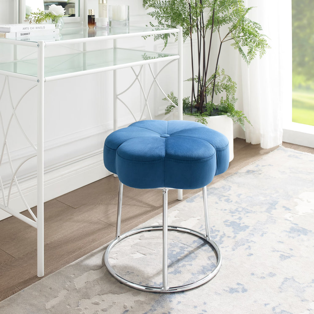 Navy Velvet Vanity Stool or Ottoman Z6665