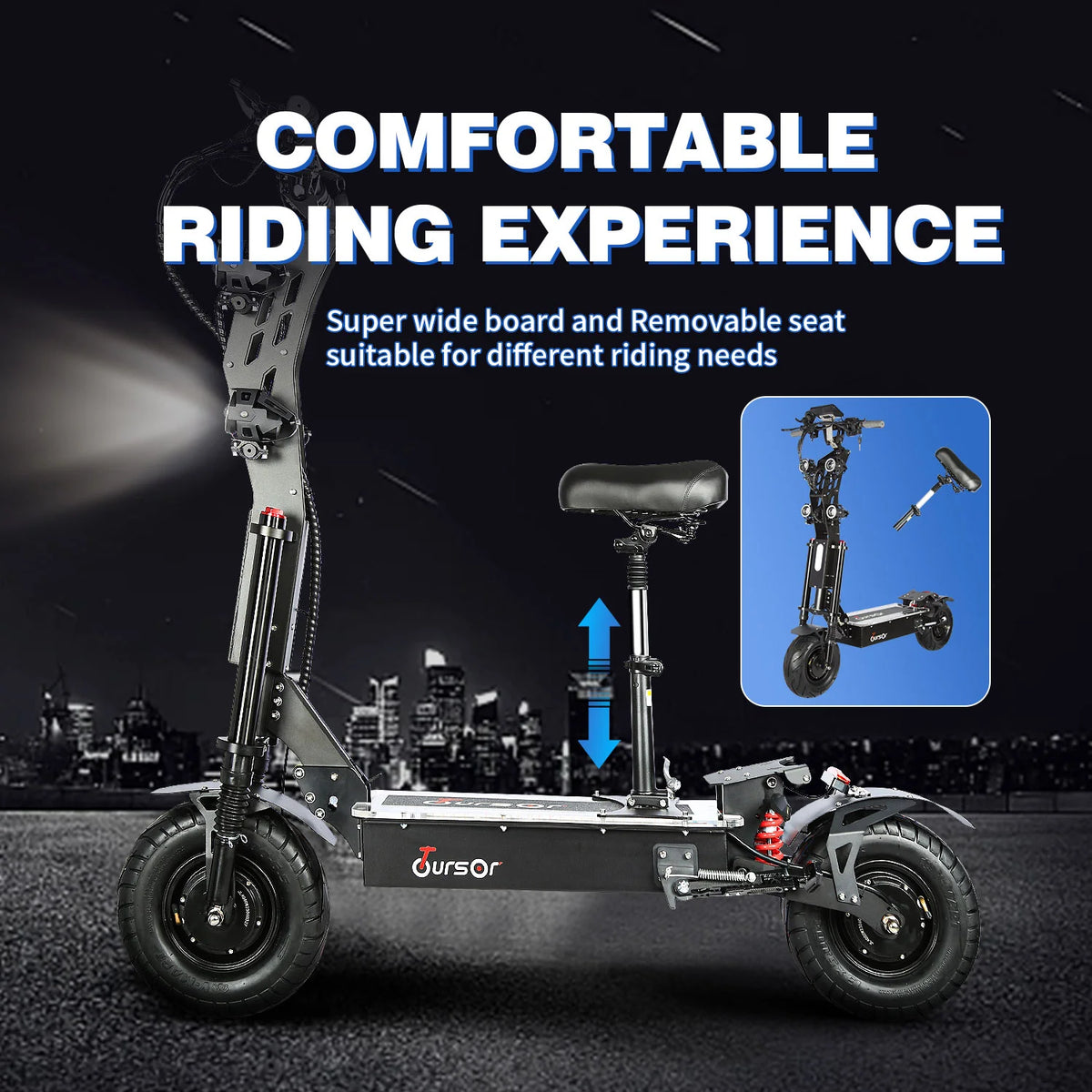 13" Electric Scooter with Seat, 10000W Dual Motor, 75 Miles Range I255
