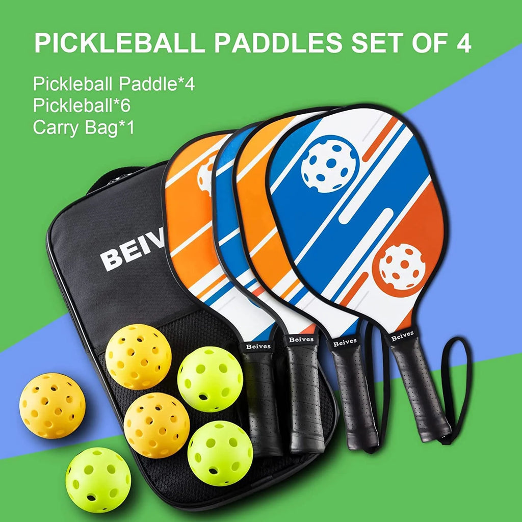 Multicolor Basswood Pickleball Paddles Set with Balls I593981