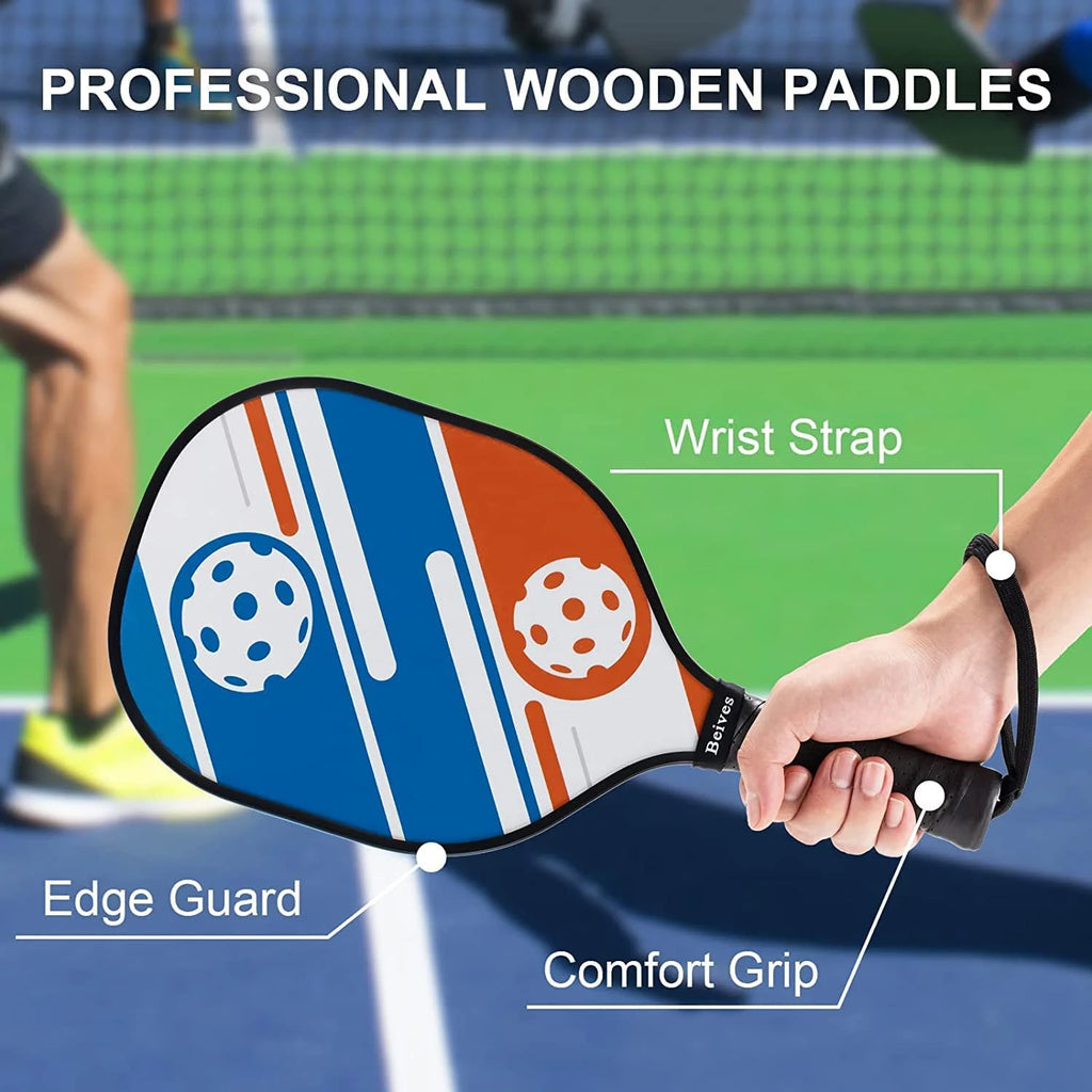 Multicolor Basswood Pickleball Paddles Set with Balls I593981