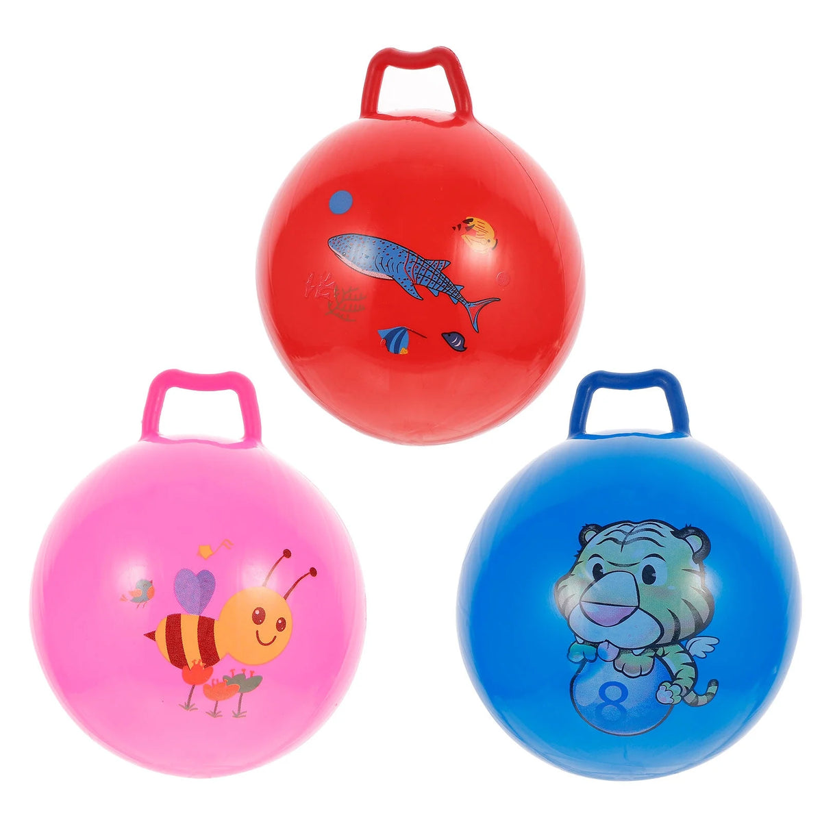 3Pcs Inflatable Hopper Balls with Handle J4338