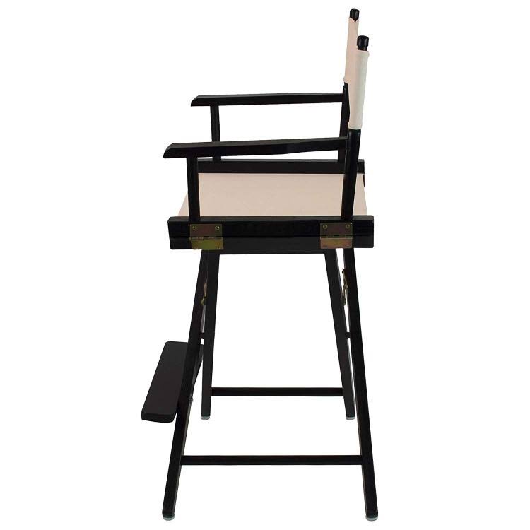 Extra-Wide 24 inch Directors Chair Black Frame Natural Color Cover L266