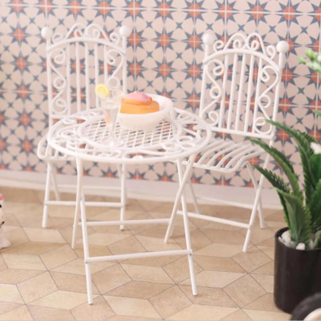 Metal Miniature Table Chair Set Dollhouse Furniture R638788