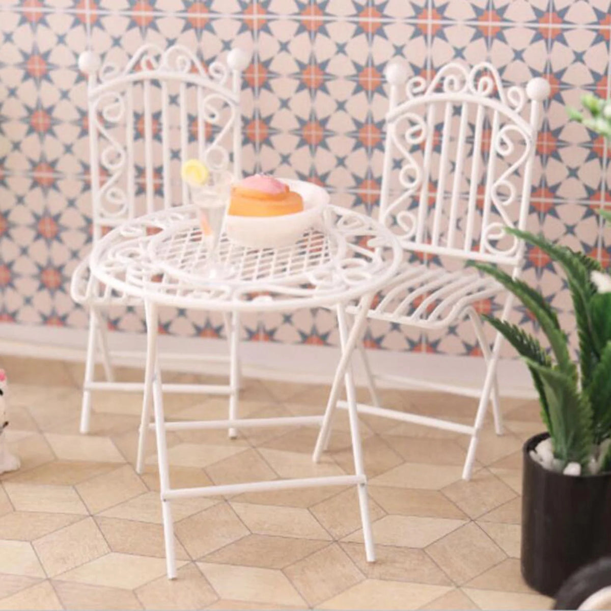 Metal Miniature Table Chair Set Dollhouse Furniture R638788