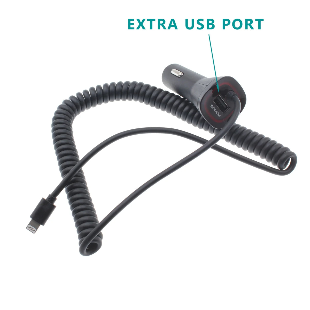 Car Charger with USB Port DC Socket Coiled A2X S5238